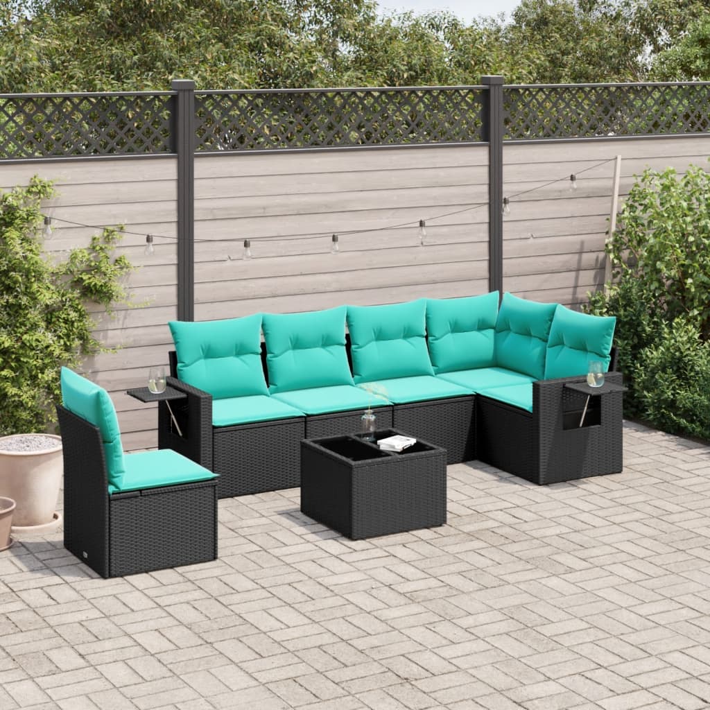Set Divani da Giardino 7 pz con Cuscini in Polyrattan