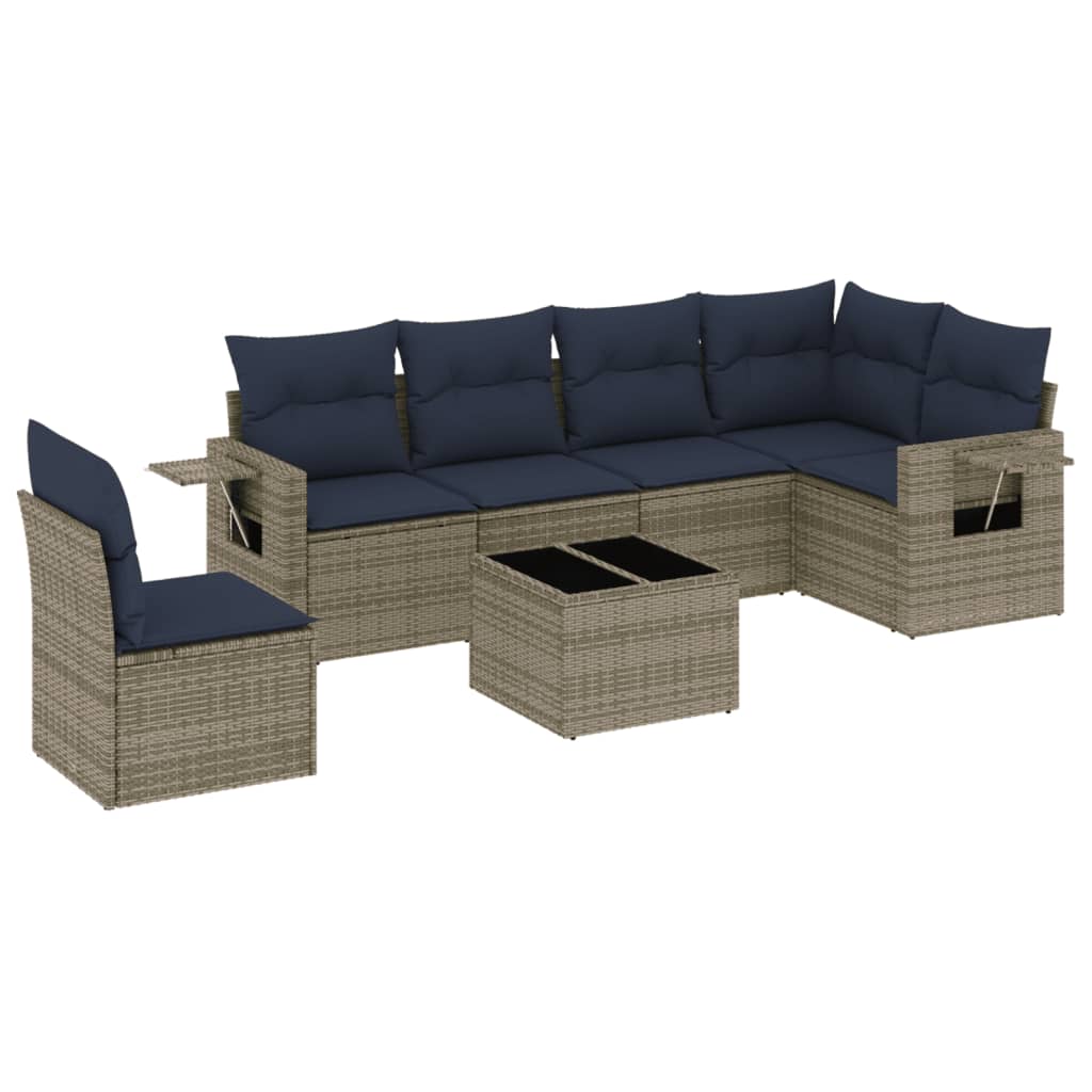 Set Divani da Giardino 7 pz con Cuscini in Polyrattan