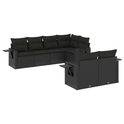 Set Divani da Giardino con Cuscini 7pz Nero Polyrattan - homemem39