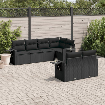 Set Divani da Giardino con Cuscini 7pz Nero Polyrattan - homemem39