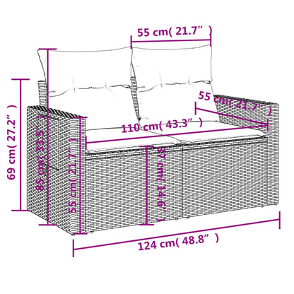 Set Divani da Giardino con Cuscini 7pz Nero Polyrattan | homemem39