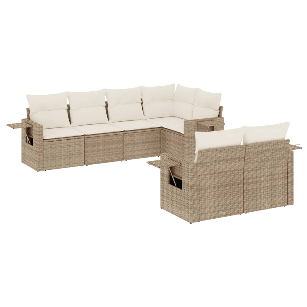 Set Divani da Giardino 7 pz con Cuscini Beige in Polyrattan - homemem39