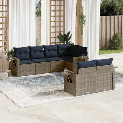 Set Divani da Giardino 7 pz con Cuscini in Polyrattan