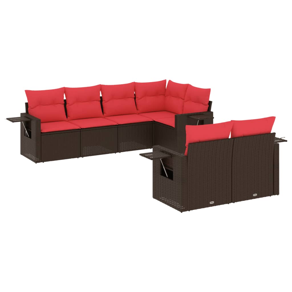 Set Divani da Giardino 7 pz con Cuscini in Polyrattan