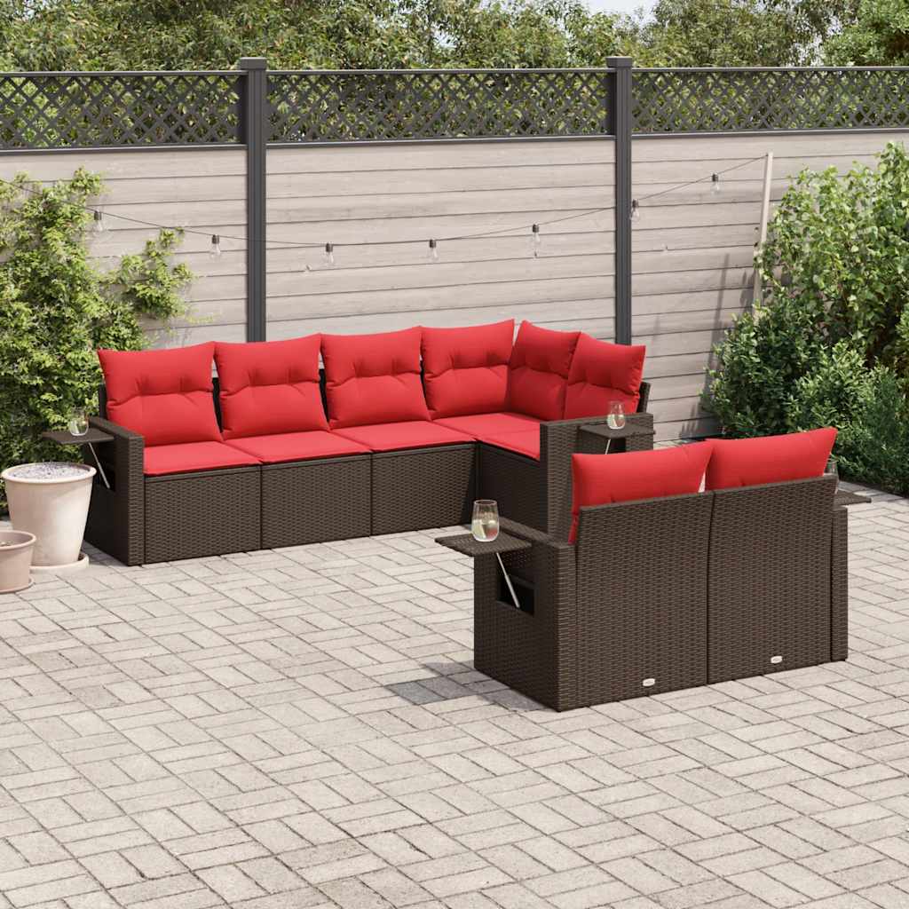 Set Divani da Giardino 7 pz con Cuscini in Polyrattan
