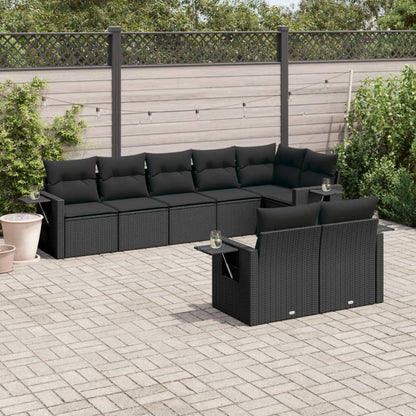 Set Divani da Giardino con Cuscini 8 pz Nero in Polyrattan - homemem39