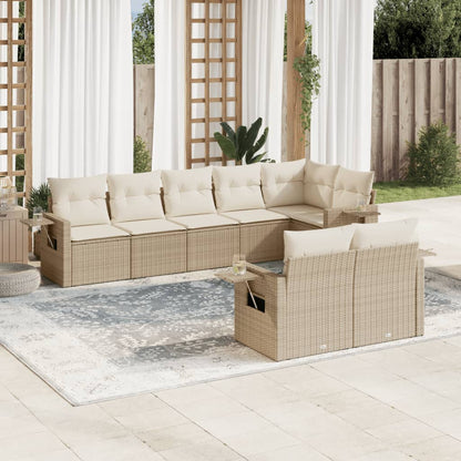 Set Divano da Giardino 8 pz con Cuscini Beige in Polyrattan - homemem39