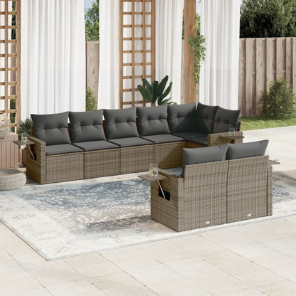 Set Divano da Giardino 8 pz con Cuscini Grigio in Polyrattan | homemem39
