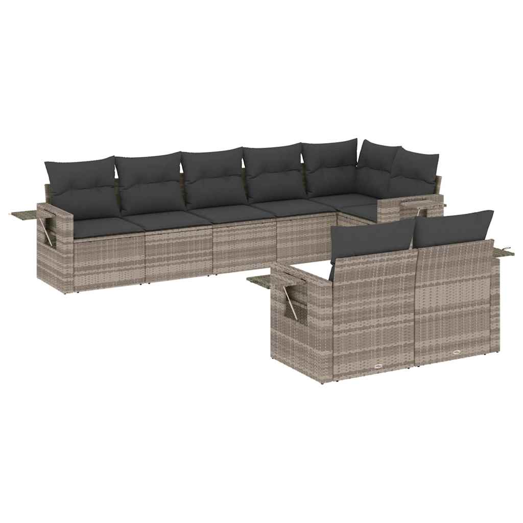 Set Divano da Giardino 8pz con Cuscini Grigio Chiaro Polyrattan - homemem39