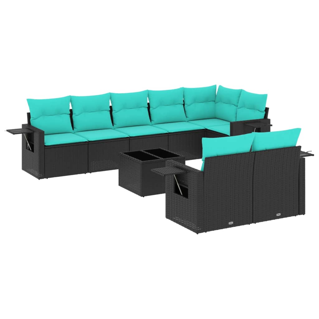 Set Divani da Giardino 9 pz con Cuscini in Polyrattan