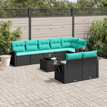Set Divani da Giardino 9 pz con Cuscini in Polyrattan