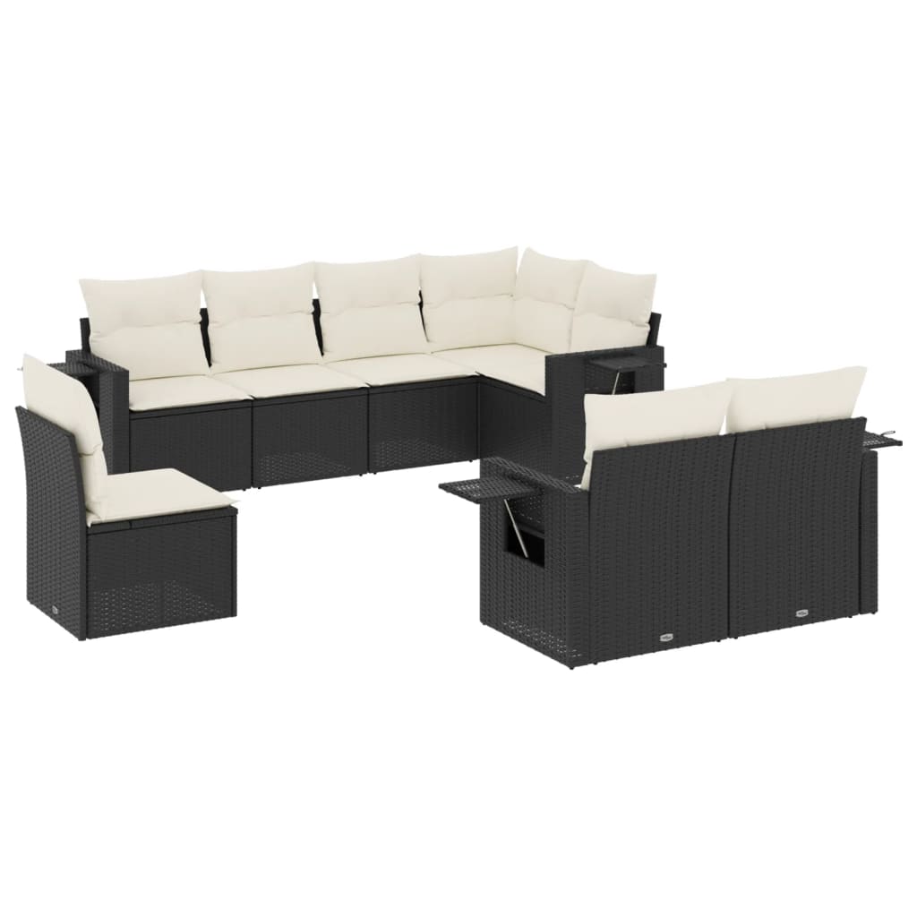 Set Divani da Giardino con Cuscini 8 pz Nero in Polyrattan - homemem39