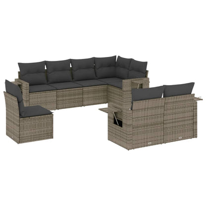 Set Divano da Giardino 8 pz con Cuscini Grigio in Polyrattan | homemem39