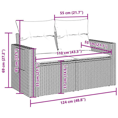 Set Divani da Giardino 8 pz con Cuscini Marrone in Polyrattan | homemem39