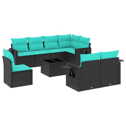 Set Divani da Giardino 9 pz con Cuscini in Polyrattan