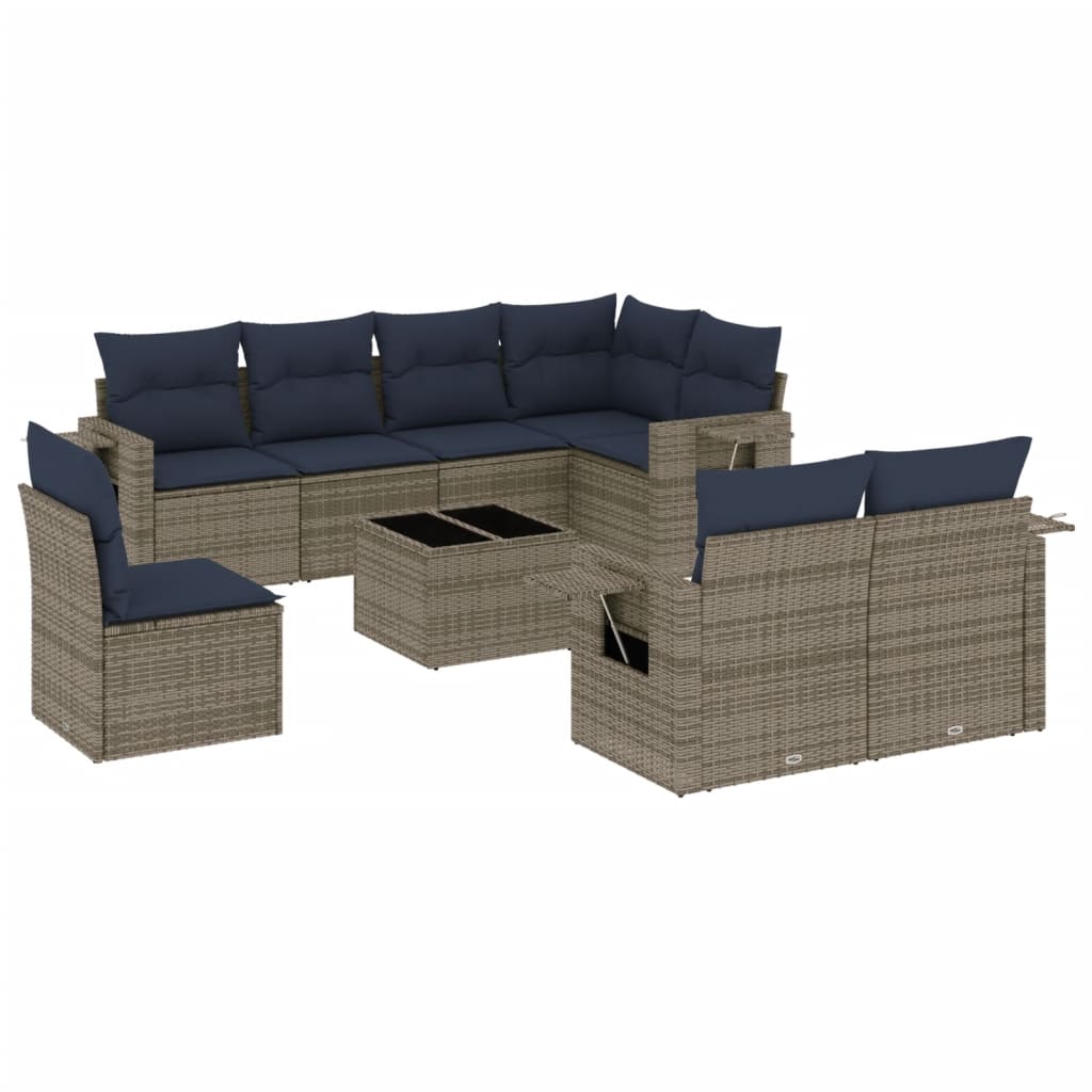 Set Divani da Giardino 9 pz con Cuscini in Polyrattan