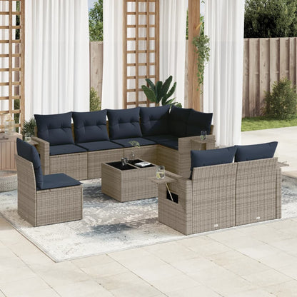 Set Divani da Giardino 9 pz con Cuscini in Polyrattan