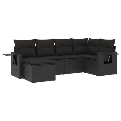 Set Divano da Giardino 6 pz con Cuscini Nero in Polyrattan - homemem39