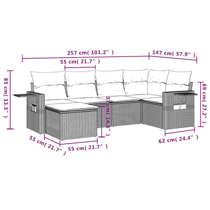 Set Divano da Giardino 6 pz con Cuscini Nero in Polyrattan | homemem39