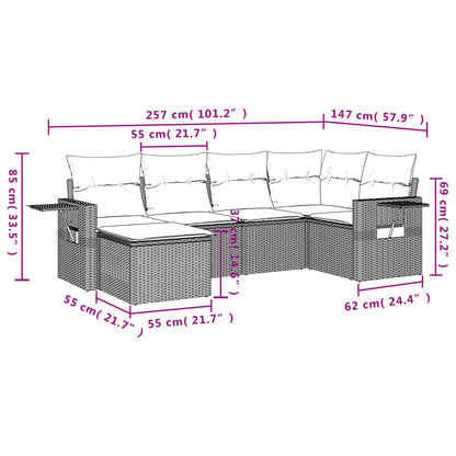 Set Divano da Giardino 6 pz con Cuscini Nero in Polyrattan | homemem39