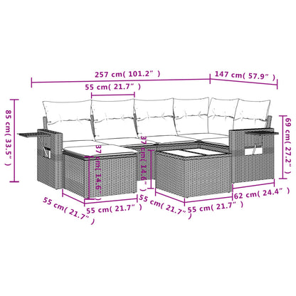 Set Divani da Giardino con Cuscini 7pz Nero Polyrattan | homemem39