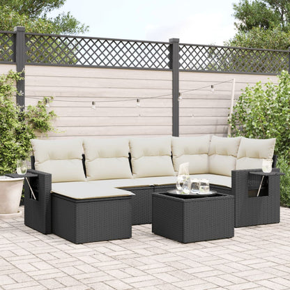 Set Divani da Giardino con Cuscini 7pz Nero Polyrattan | homemem39