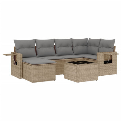 Set Divani da Giardino 7 pz con Cuscini Beige in Polyrattan - homemem39
