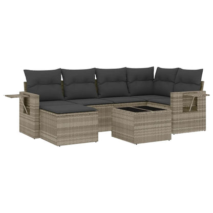 Set Divani da Giardino 7pz con Cuscini Grigio Chiaro Polyrattan - homemem39