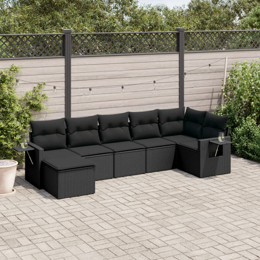 Set Divani da Giardino con Cuscini 7pz Nero Polyrattan - homemem39