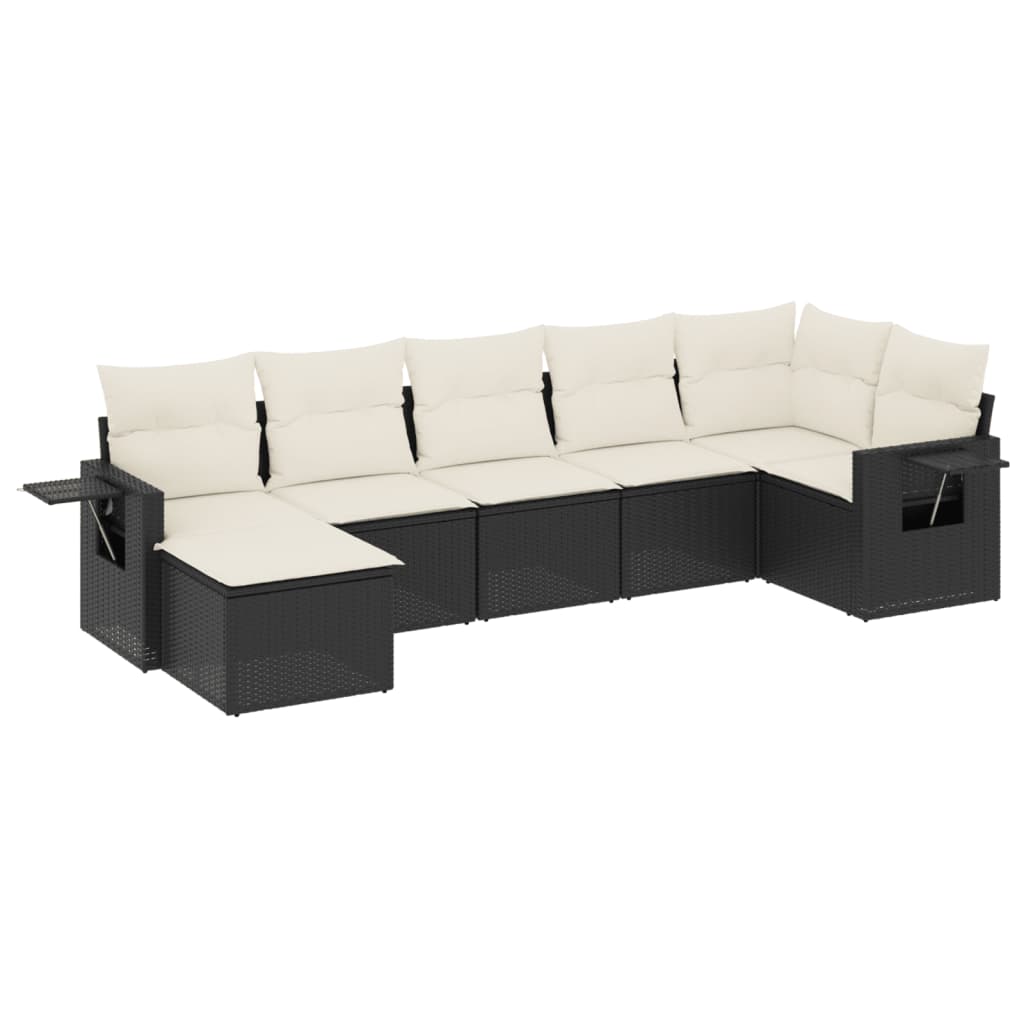 Set Divani da Giardino con Cuscini 7pz Nero Polyrattan - homemem39