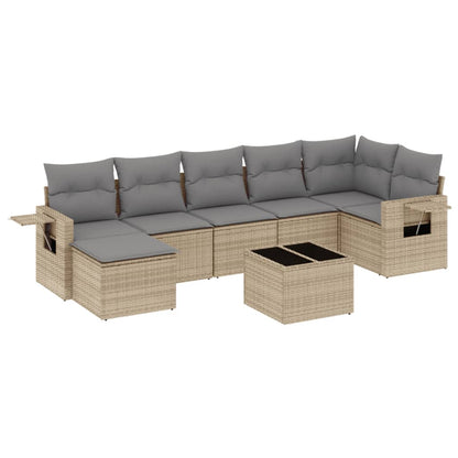 Set Divano da Giardino 8 pz con Cuscini Beige in Polyrattan - homemem39