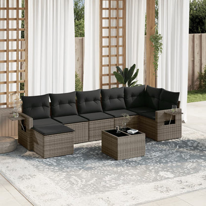 Set Divano da Giardino 8 pz con Cuscini Grigio in Polyrattan - homemem39