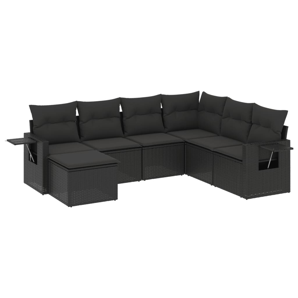 Set Divani da Giardino con Cuscini 7pz Nero Polyrattan - homemem39