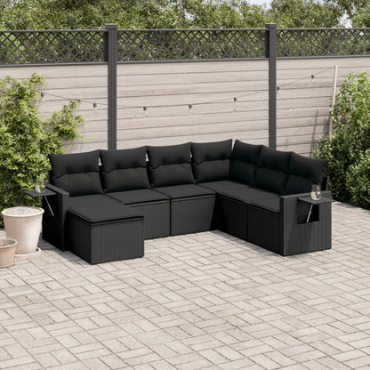 Set Divani da Giardino con Cuscini 7pz Nero Polyrattan - homemem39