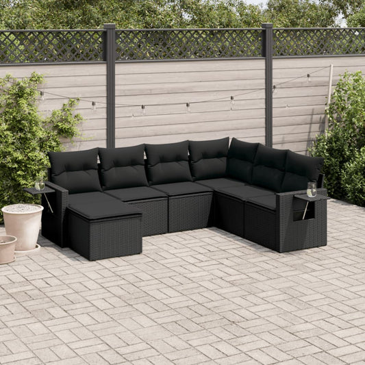 Set Divani da Giardino con Cuscini 7pz Nero Polyrattan - homemem39