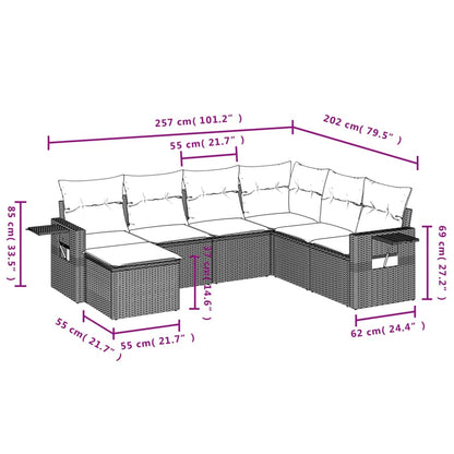 Set Divani da Giardino con Cuscini 7pz Nero Polyrattan | homemem39