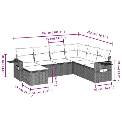 Set Divani da Giardino 7 pz con Cuscini Grigio in Polyrattan - homemem39