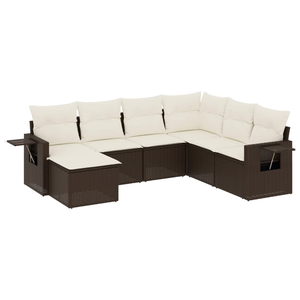 Set Divani da Giardino 7 pz con Cuscini Marrone in Polyrattan - homemem39