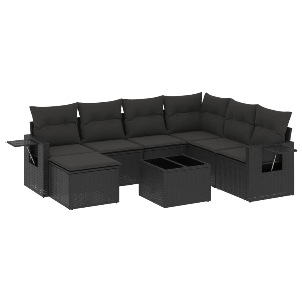 Set Divani da Giardino con Cuscini 8 pz Nero in Polyrattan - homemem39