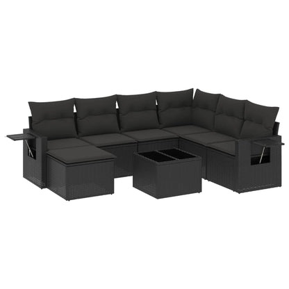 Set Divani da Giardino con Cuscini 8 pz Nero in Polyrattan - homemem39
