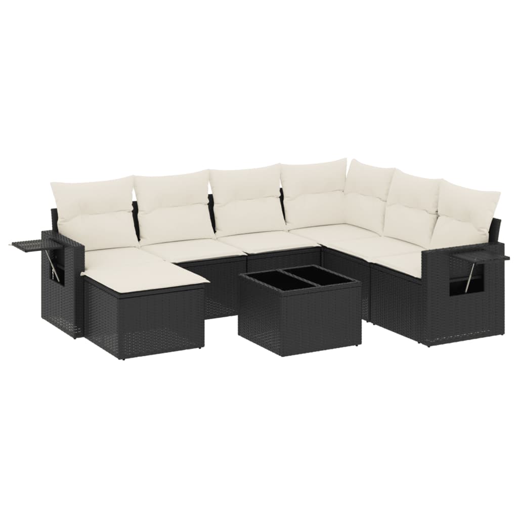 Set Divani da Giardino con Cuscini 8 pz Nero in Polyrattan - homemem39
