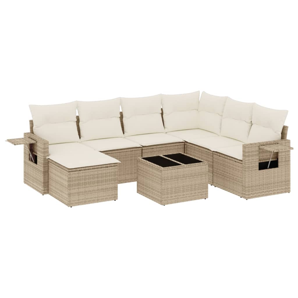 Set Divano da Giardino 8 pz con Cuscini Beige in Polyrattan - homemem39