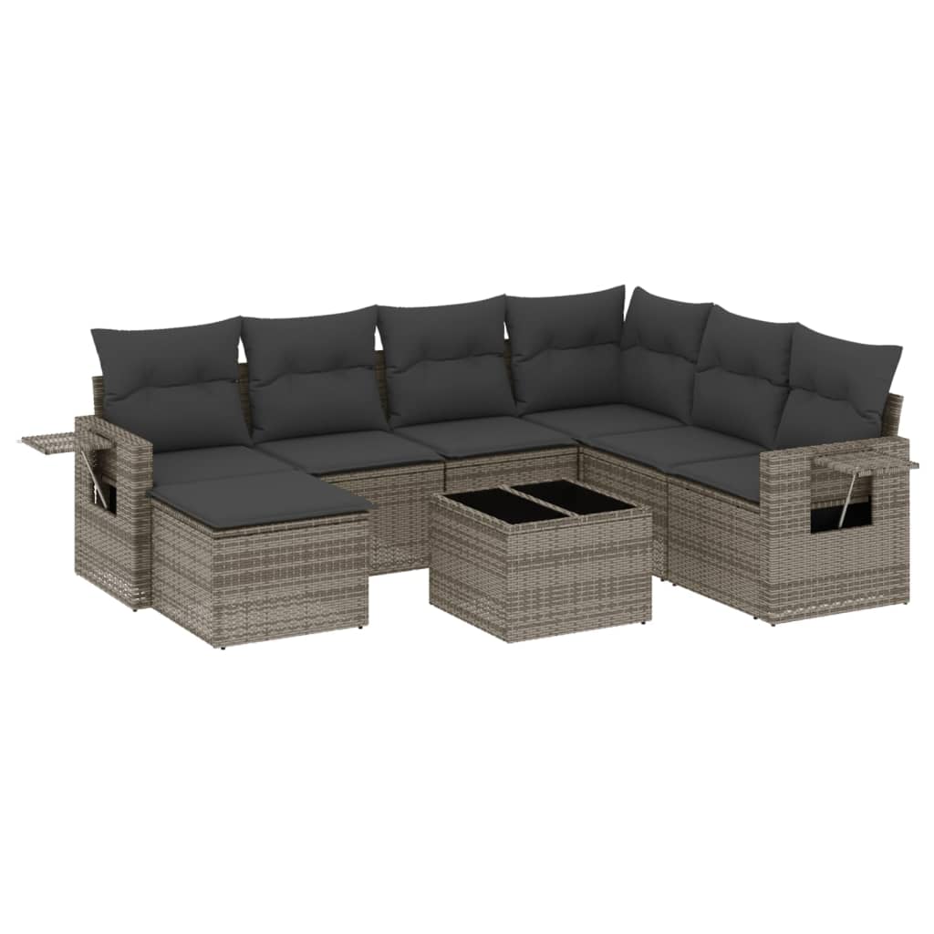 Set Divano da Giardino 8 pz con Cuscini Grigio in Polyrattan - homemem39