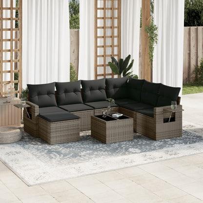 Set Divano da Giardino 8 pz con Cuscini Grigio in Polyrattan - homemem39