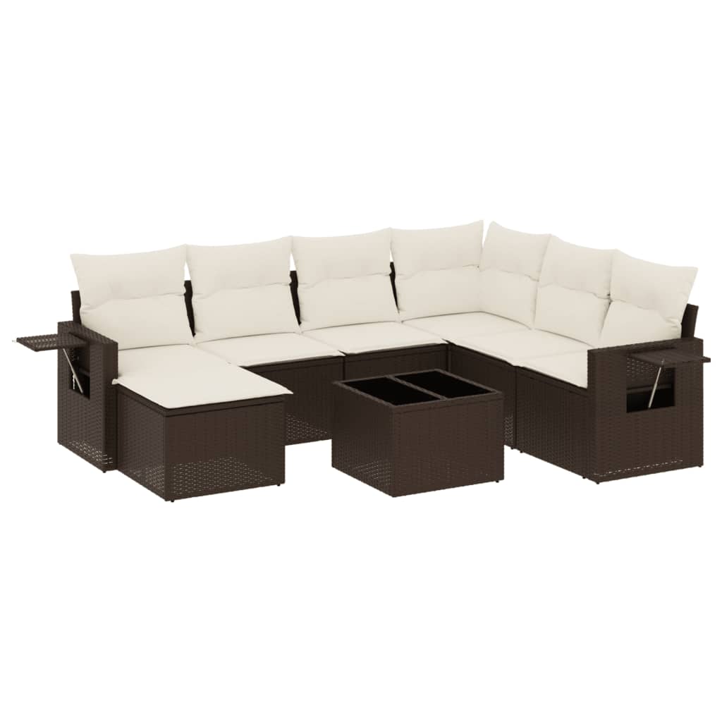 Set Divani da Giardino 8 pz con Cuscini Marrone in Polyrattan - homemem39