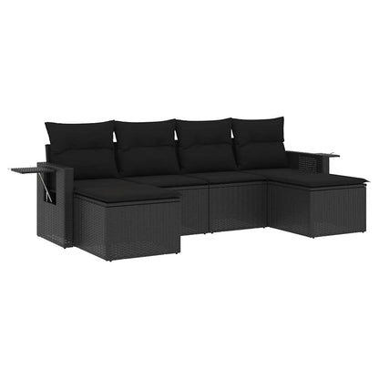 Set Divano da Giardino 6 pz con Cuscini Nero in Polyrattan | homemem39