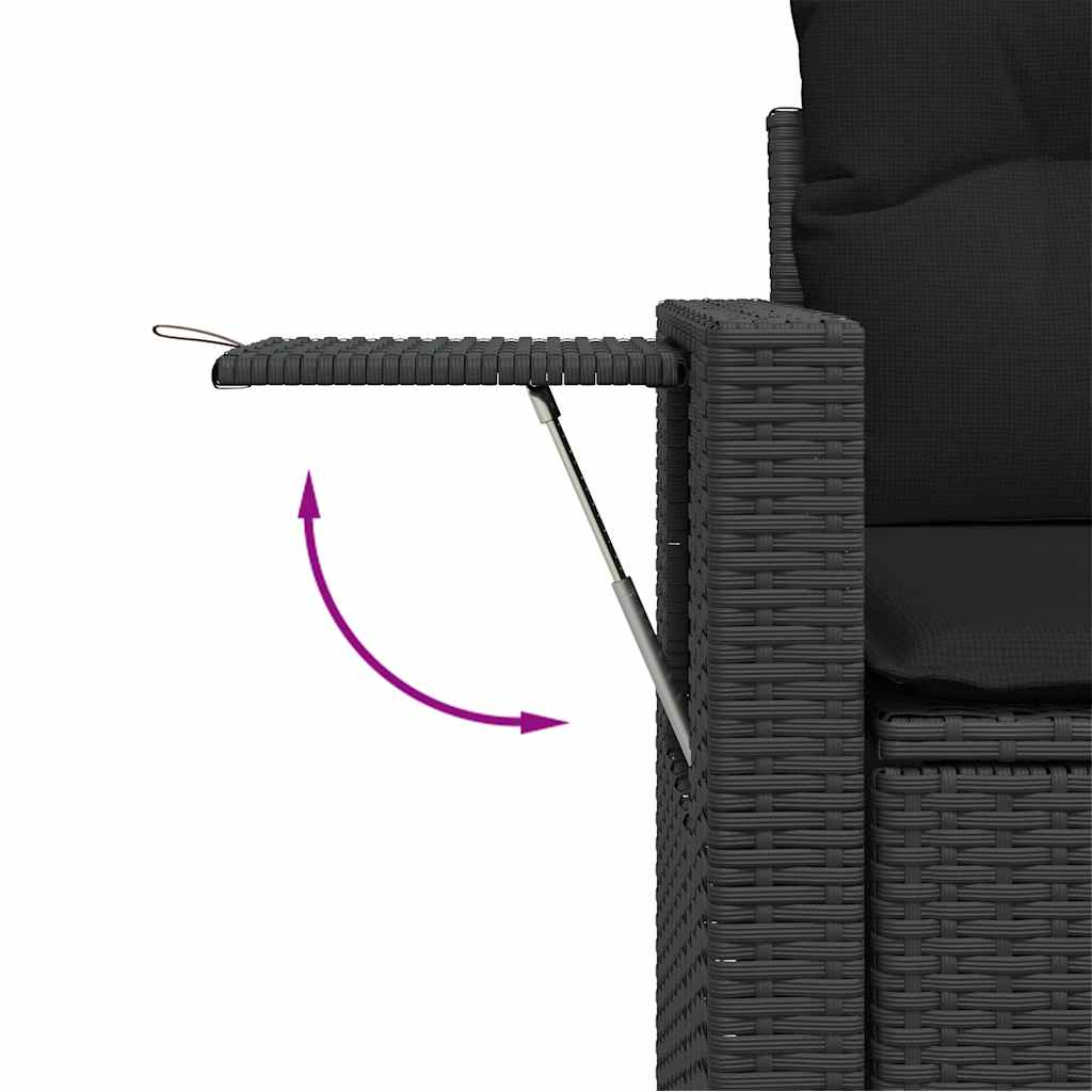 Set Divano da Giardino 6 pz con Cuscini Nero in Polyrattan | homemem39
