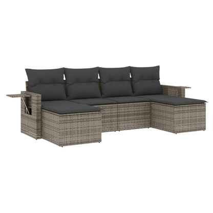 Set Divano da Giardino 6 pz con Cuscini Grigio in Polyrattan - homemem39