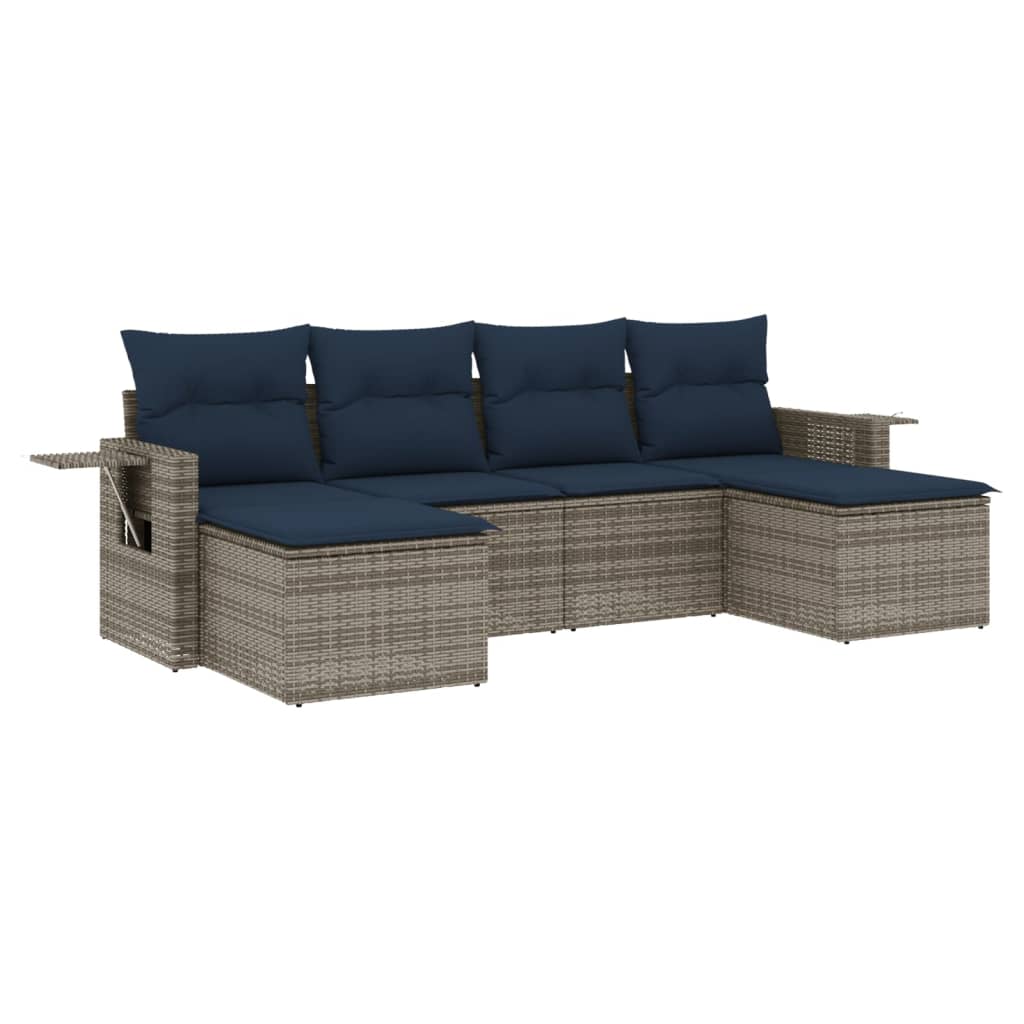 Set Divani da Giardino 6 pz con Cuscini in Polyrattan