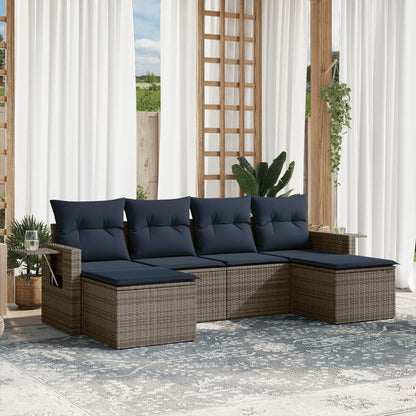 Set Divani da Giardino 6 pz con Cuscini in Polyrattan